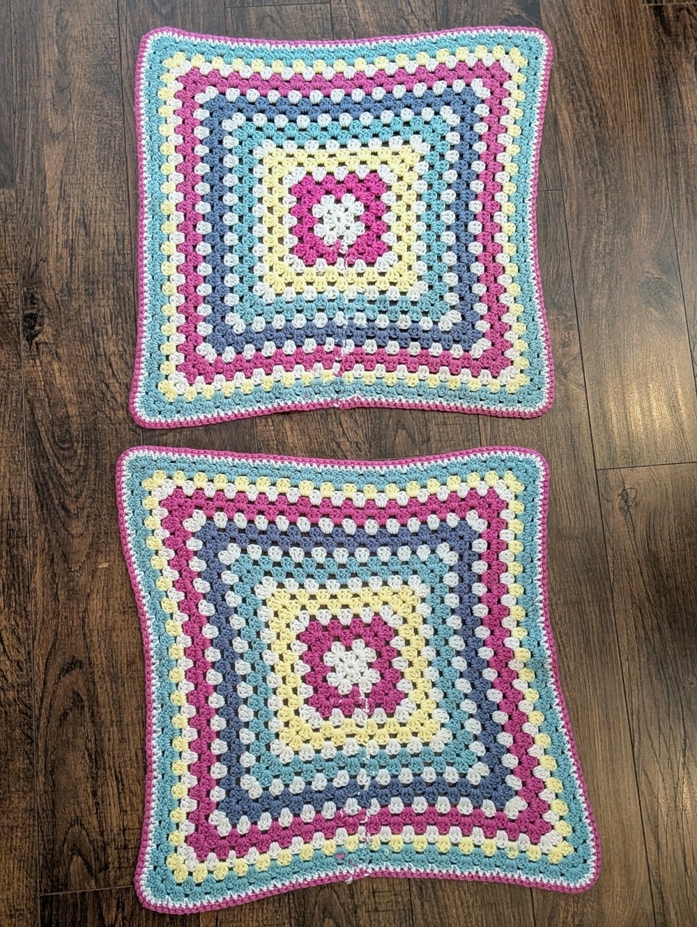 EUC Pair of 22"x 22" Vintage Jumbo Handmade Crocheted Granny Squares